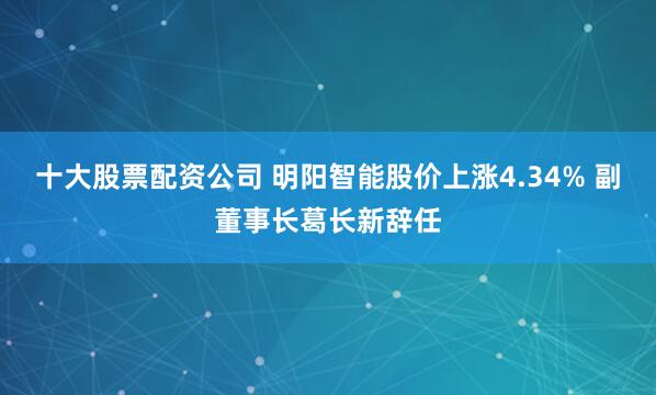十大股票配资公司 明阳智能股价上涨4.34% 副董事长葛长新辞任